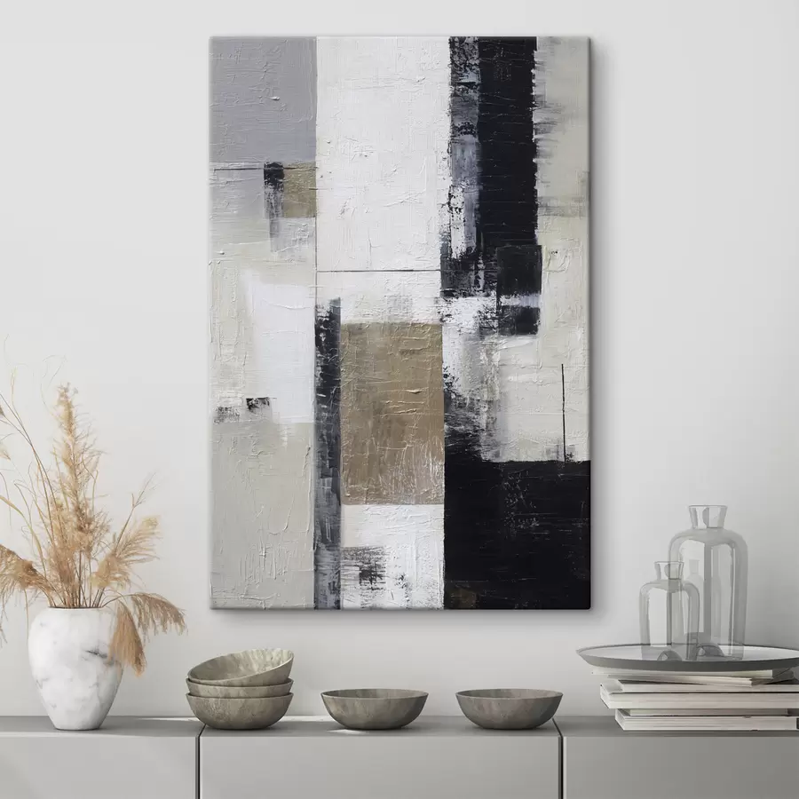 Tableau abstraction contemporaine aux couleurs contrastées s47133