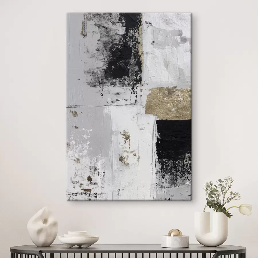 Tableau abstraction contemporaine aux couleurs contrastées s47134