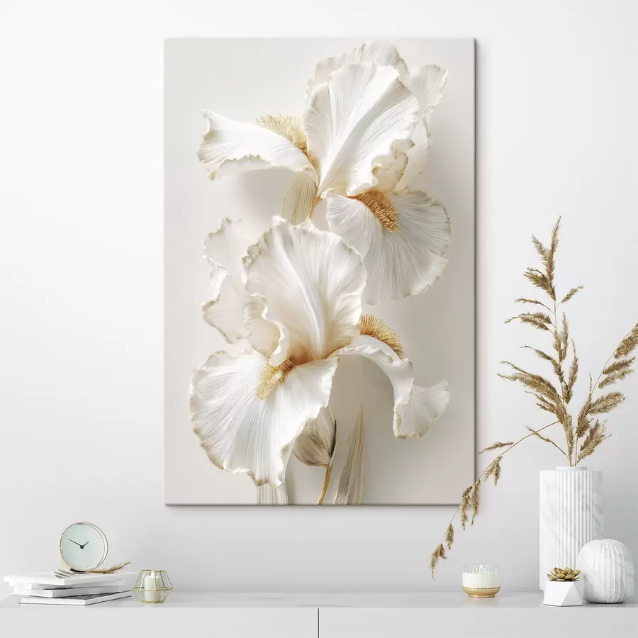 Tableau grandes fleurs d'iris blanches s47138