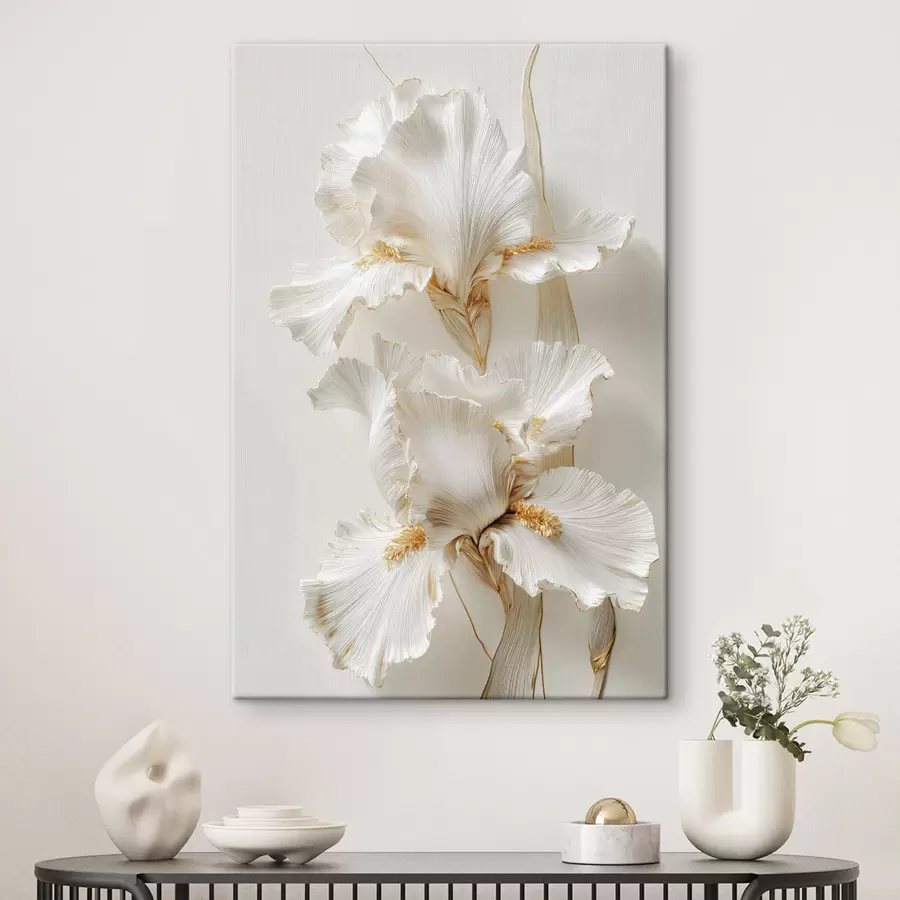 Tableau grandes fleurs d'iris blanches s47137