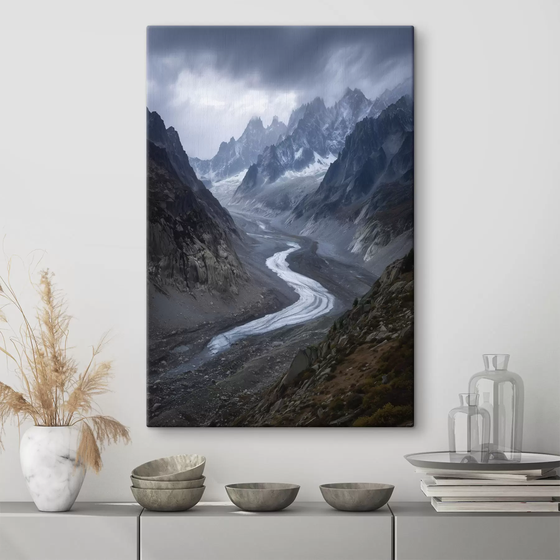 Tableau paysage montagneux avec des nuages s47143