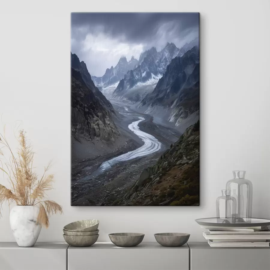 Tableau paysage montagneux avec des nuages s47143