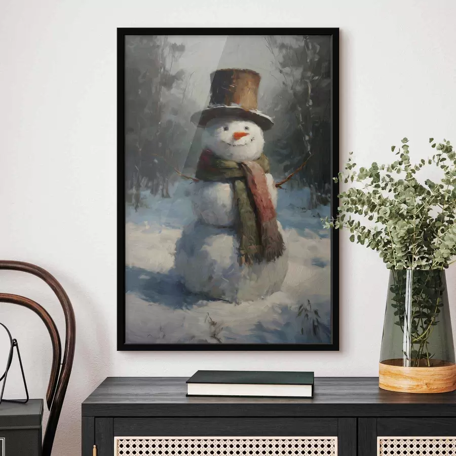 Papier peint bonhomme de neige dans le style de la peinture à l'huile f47116