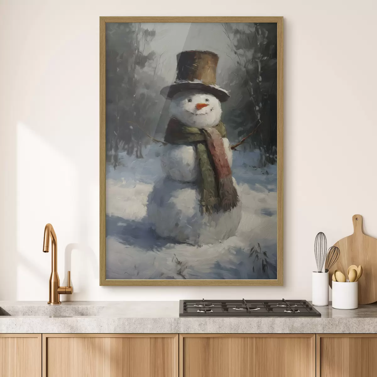 Poster bonhomme de neige dans le style de la peinture à l'huile f47116