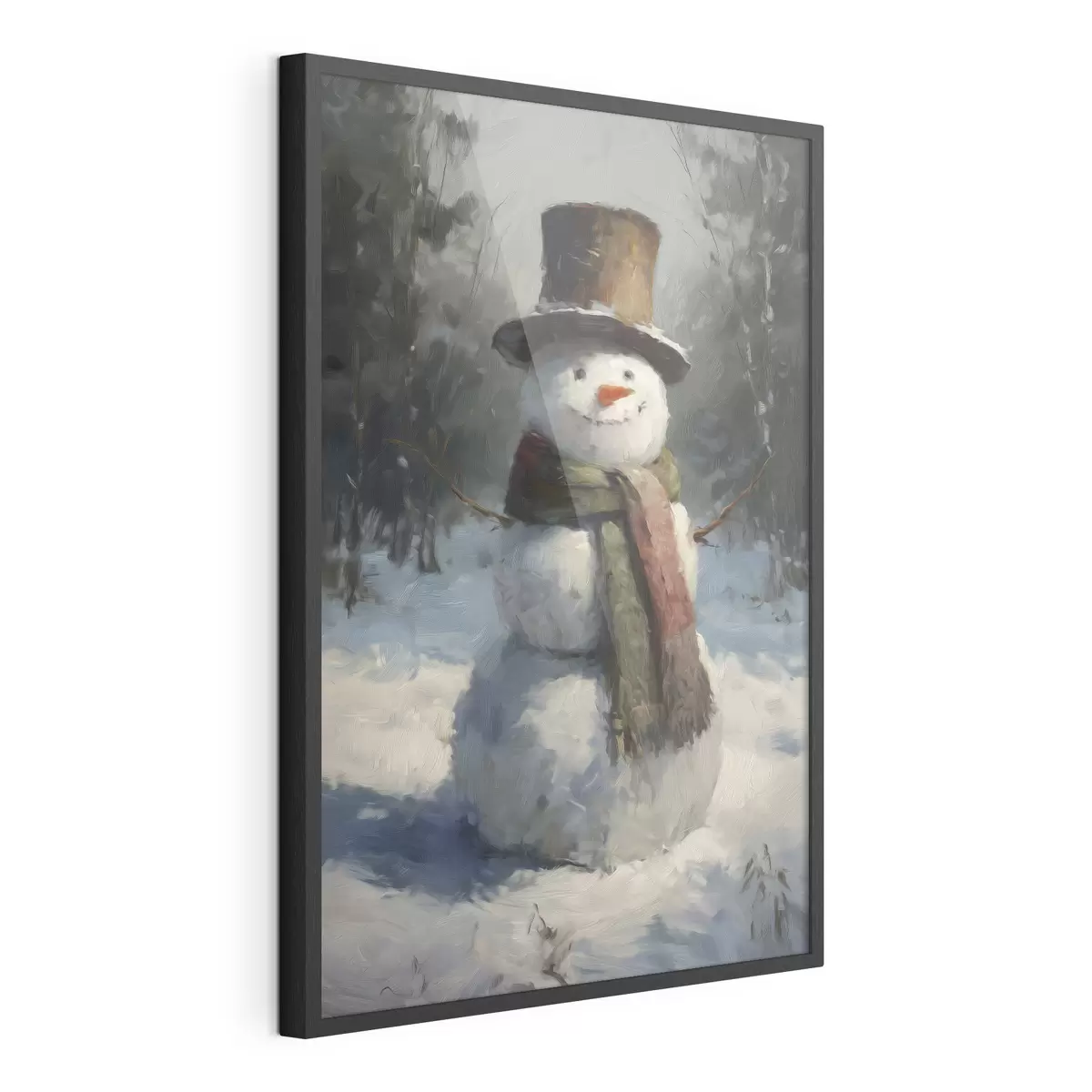 Poster bonhomme de neige dans le style de la peinture à l'huile f47116