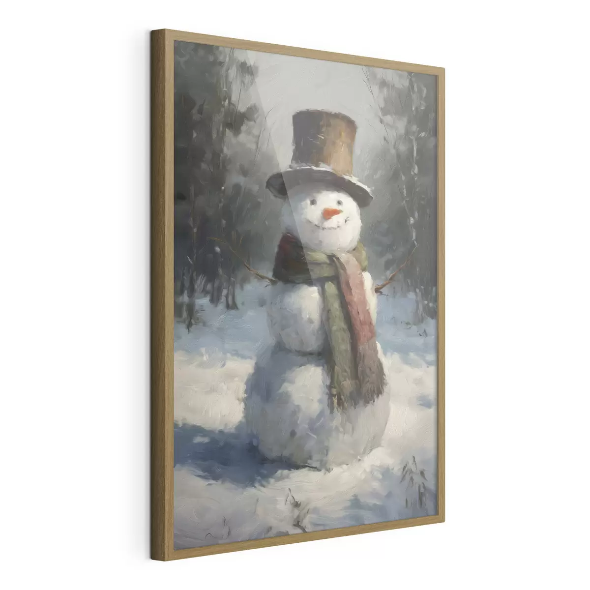 Poster bonhomme de neige dans le style de la peinture à l'huile f47116