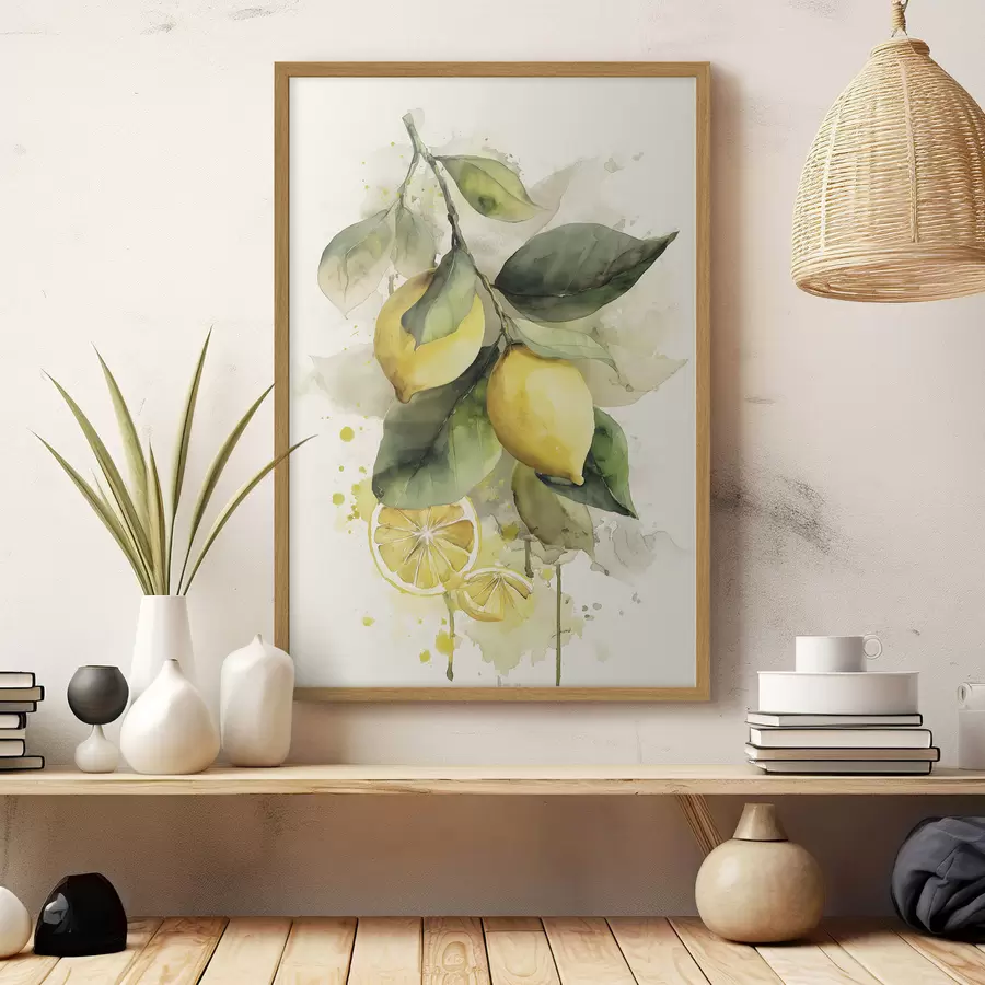 Papier peint branche de style aquarelle avec des citrons f47123