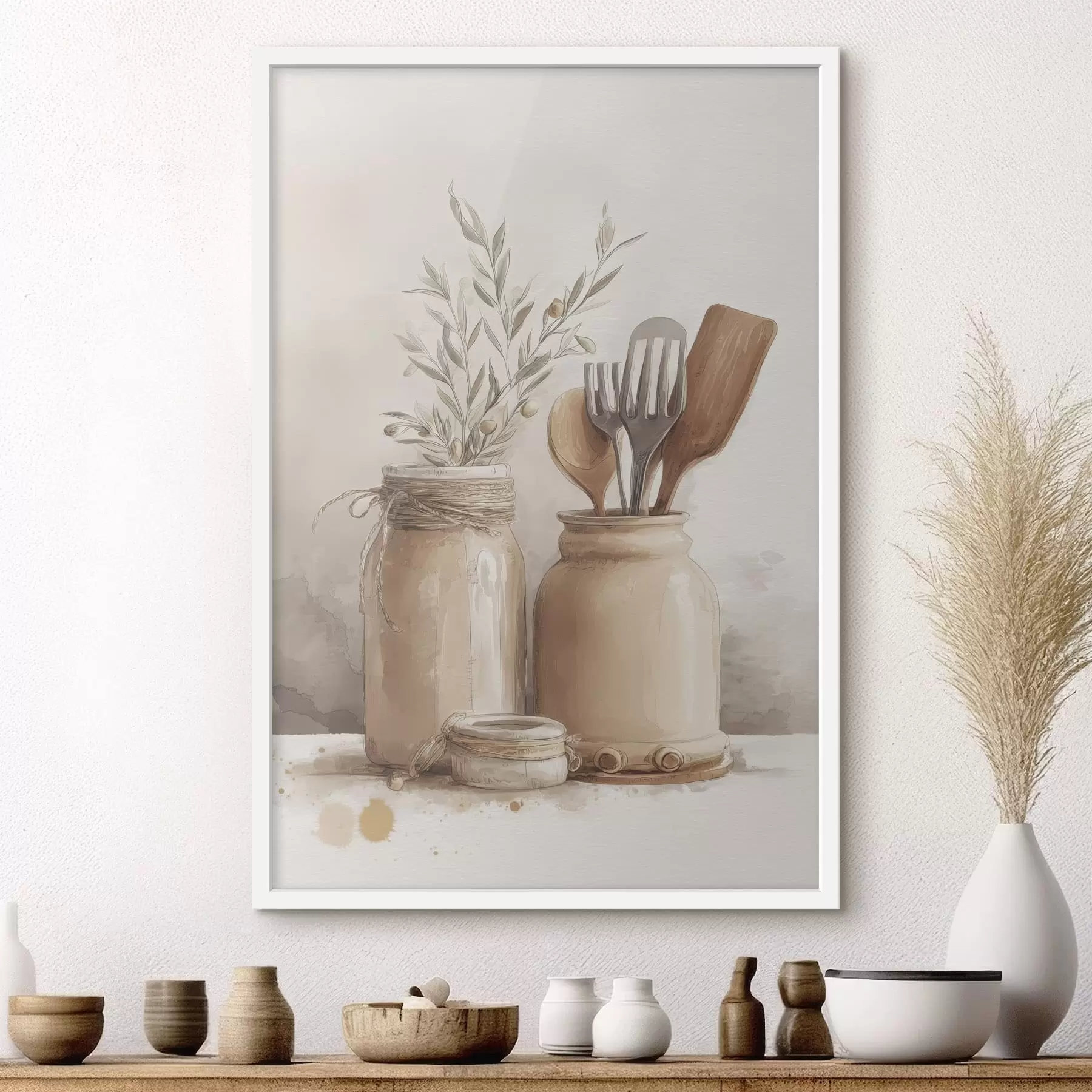 Papier peint nature morte de cuisine dans un style aquarelle f47125