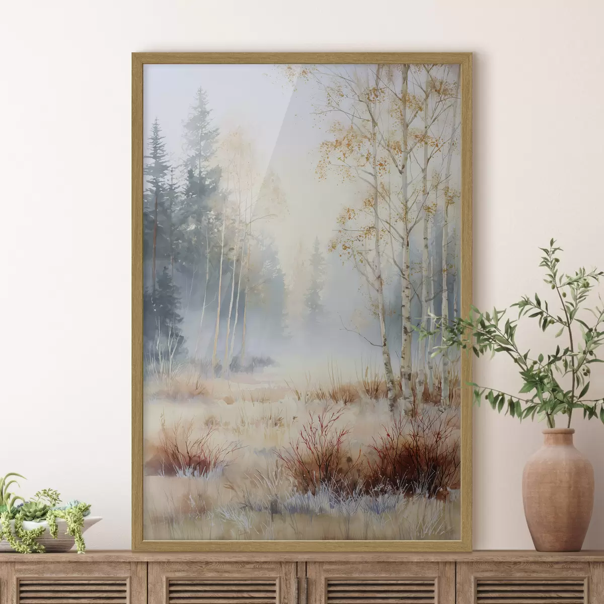 Poster paysage premières gelées dans la forêt f47130