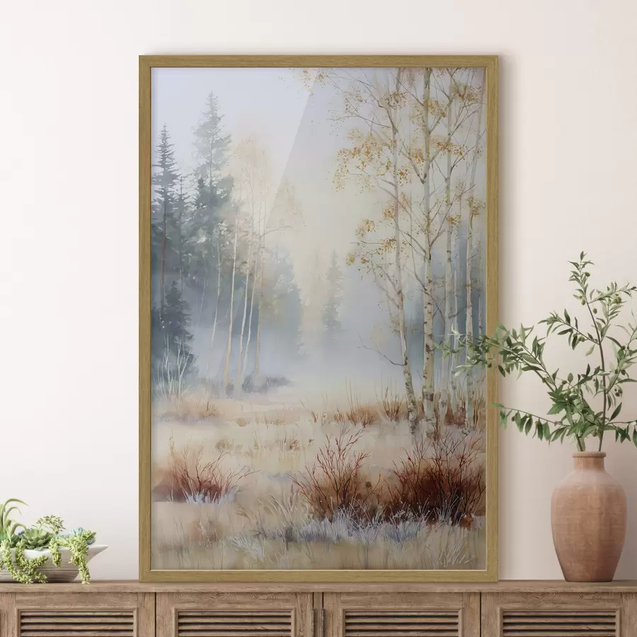 Papier peint paysage premières gelées dans la forêt f47130