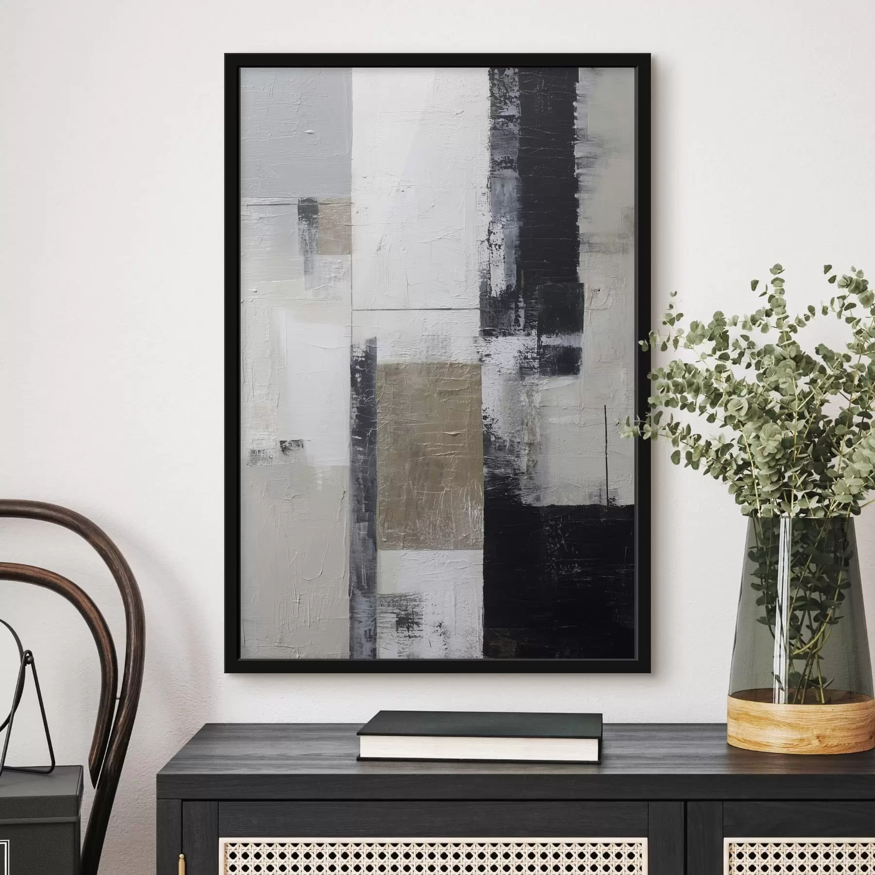 Papier peint abstraction contemporaine aux couleurs contrastées f47133