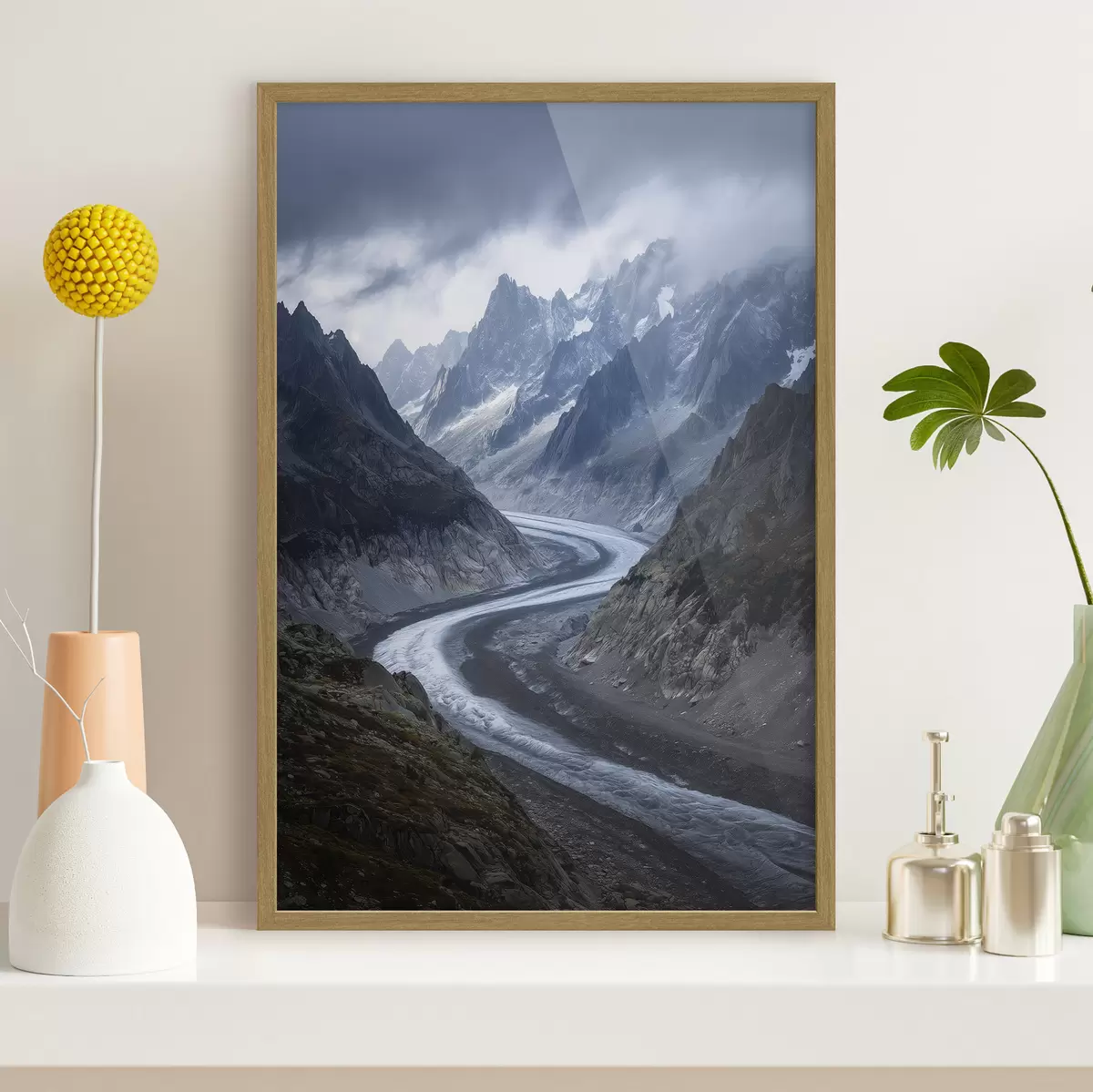 Poster paysage montagneux avec des nuages f47142