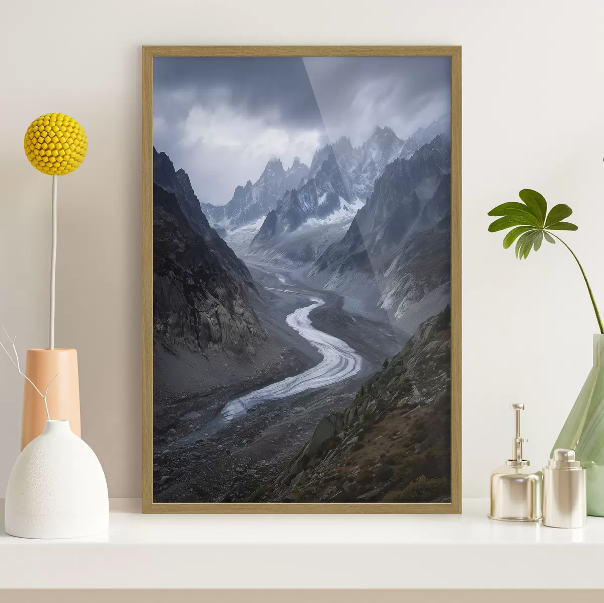 Poster paysage montagneux avec des nuages f47143