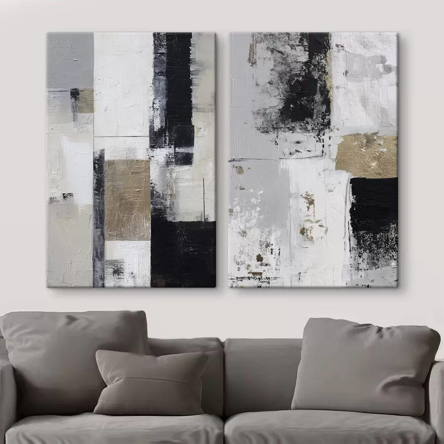 Tableau abstraction contemporaine aux couleurs contrastées m01176