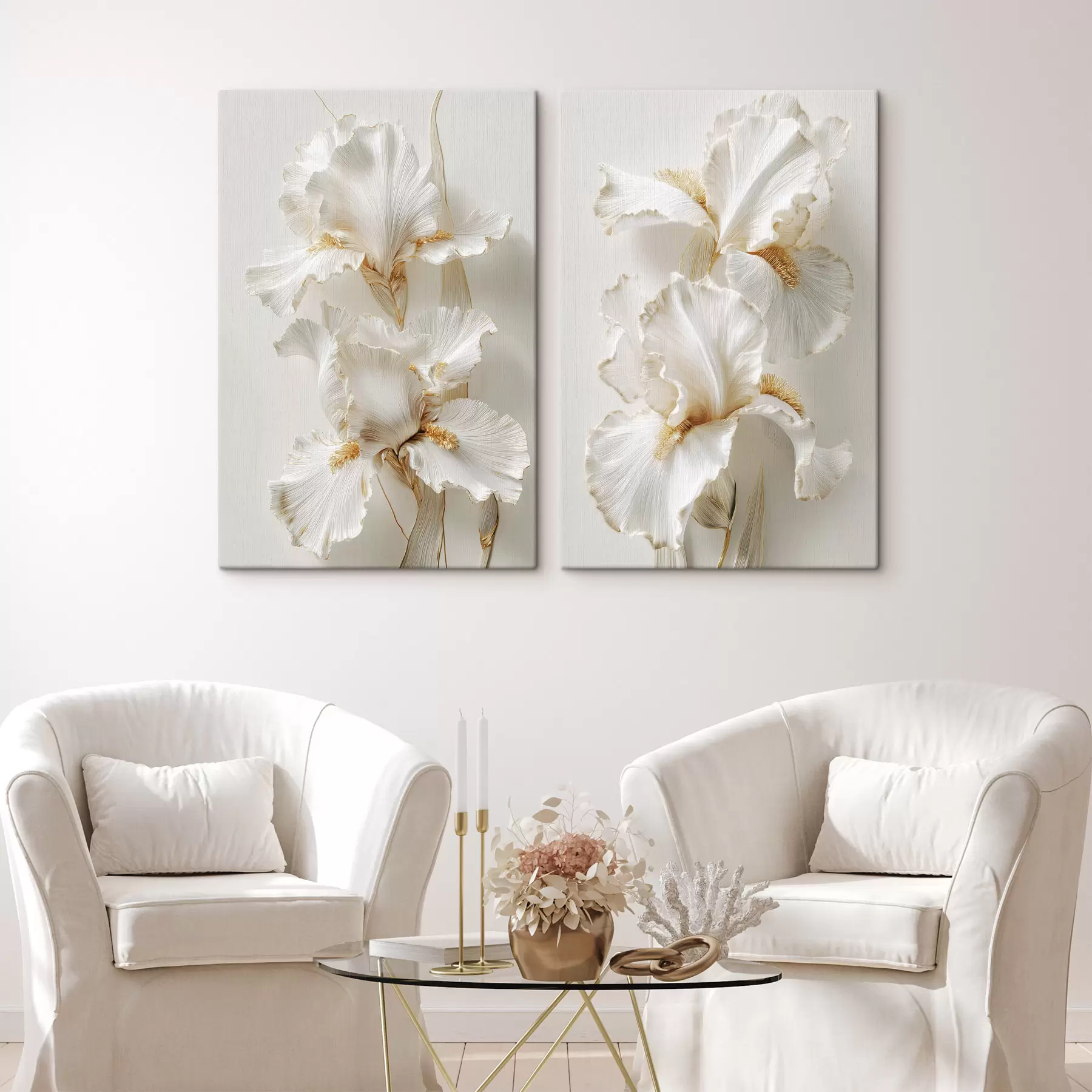 Tableau grandes fleurs d'iris blanches m01178