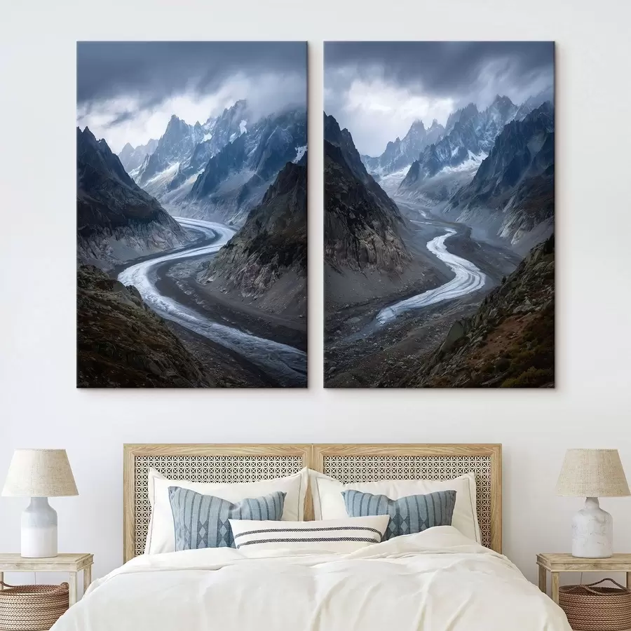 Tableau paysage montagneux avec des nuages m01180