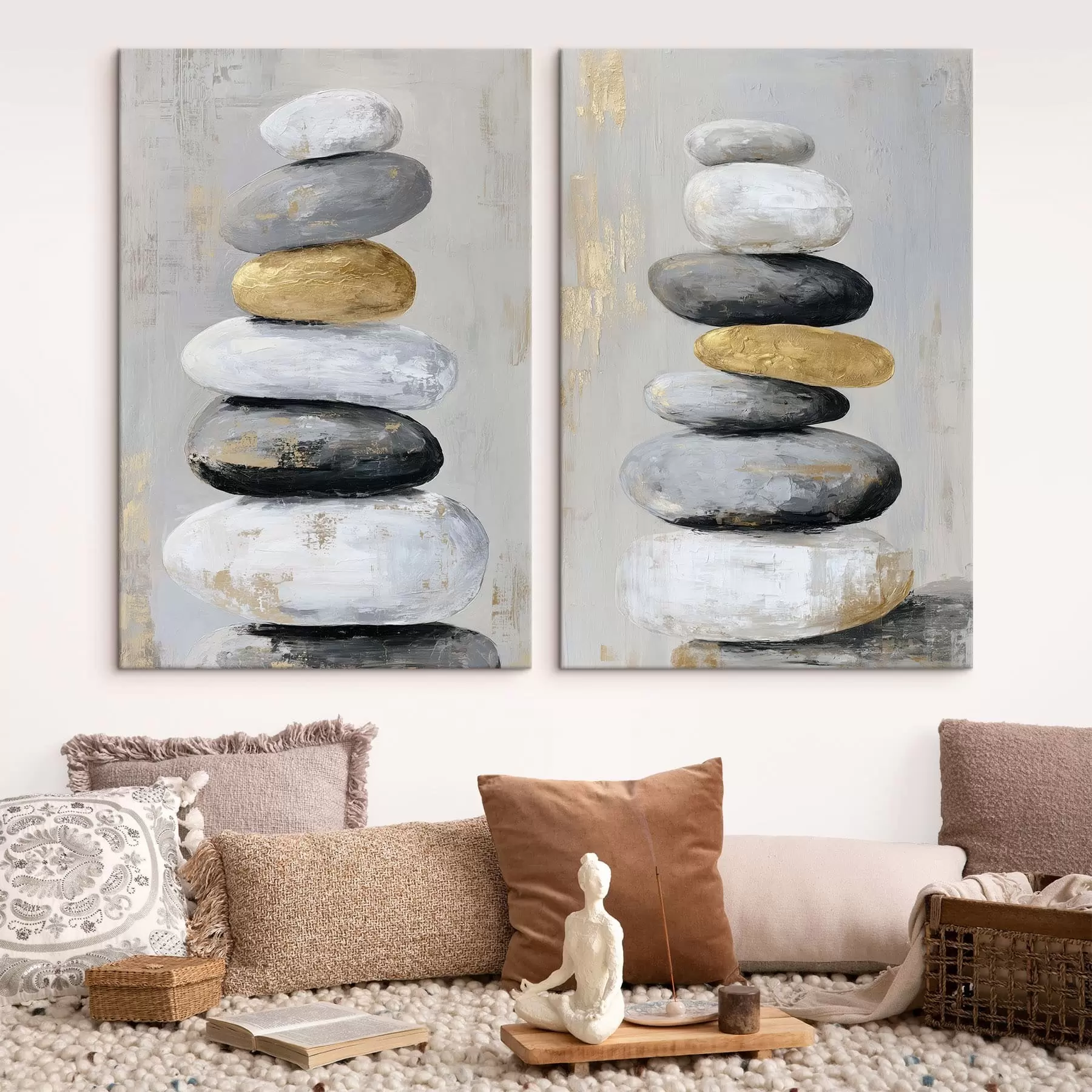 Tableau grosses pierres dans le style de la peinture m01181