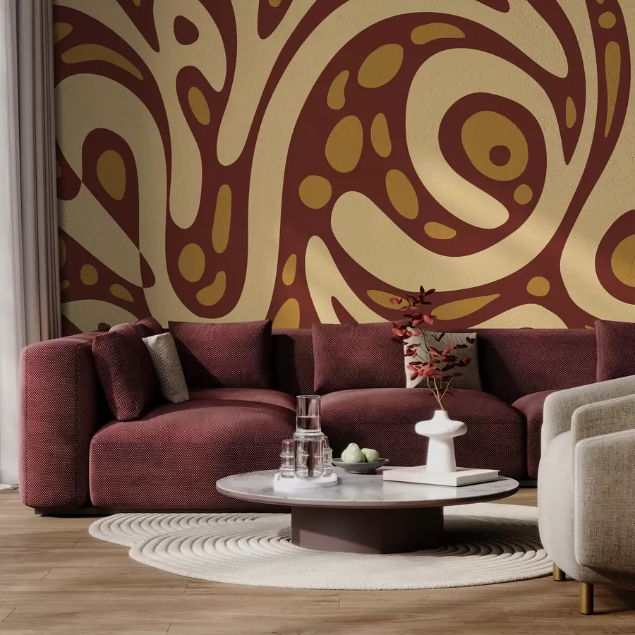 Papier peint Motif abstrait avec des formes marron et beiges w05071v2
