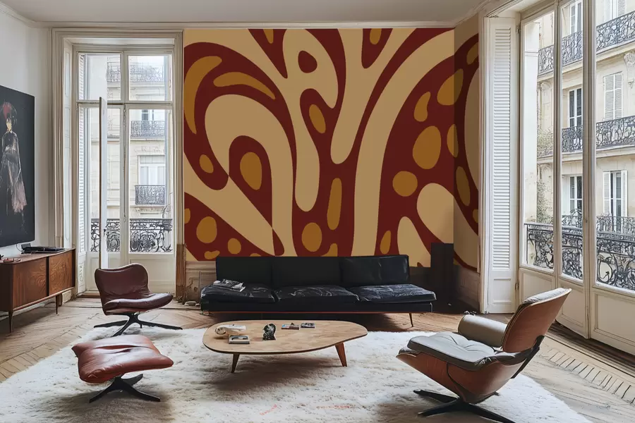 Papier peint Motif abstrait avec des formes marron et beiges w05071v2