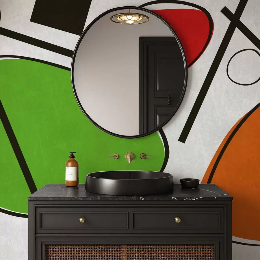 Papier peint Formes géométriques abstraites avec des lignes et des zones de couleurs vives w05017v1