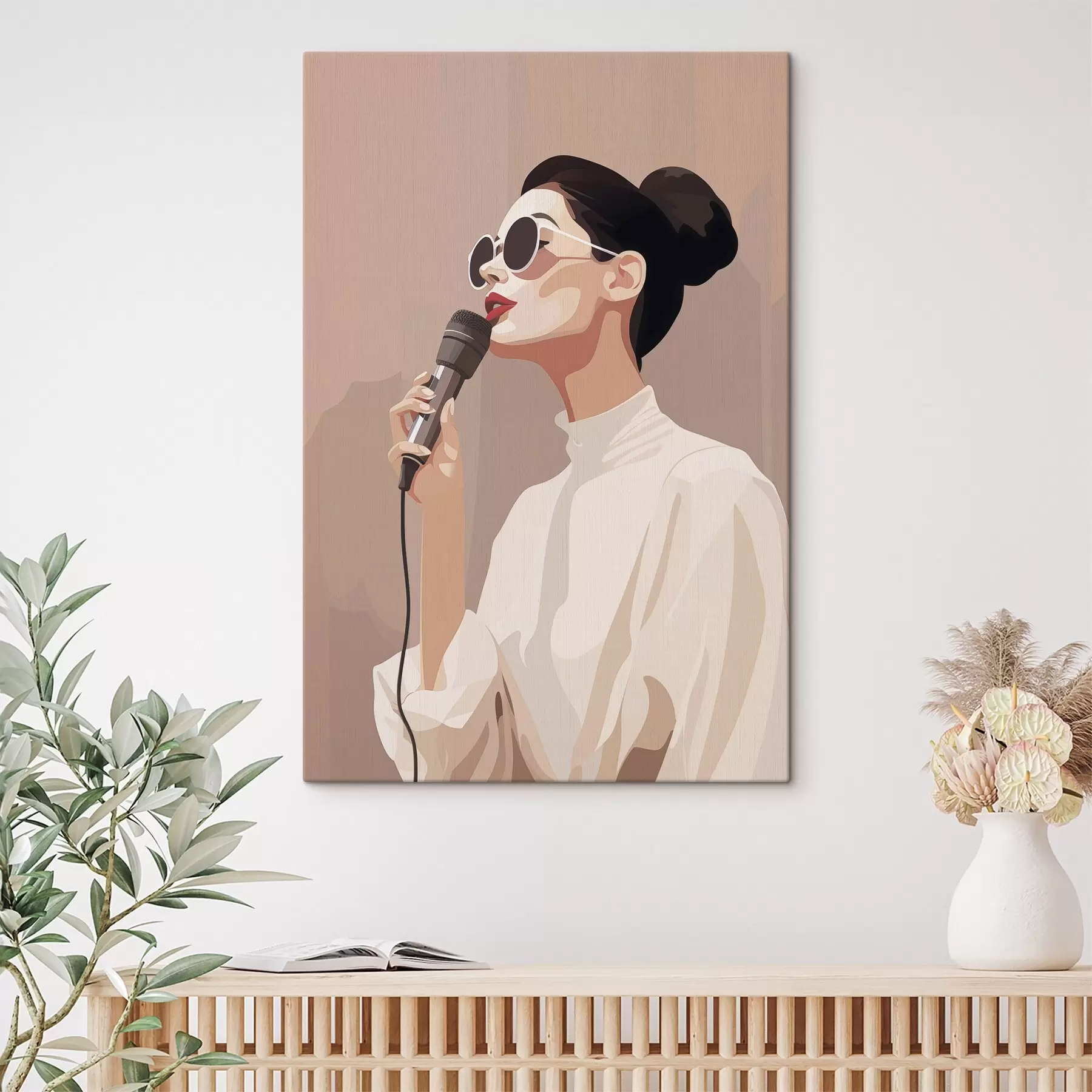 Tableau Fille avec un microphone s47409