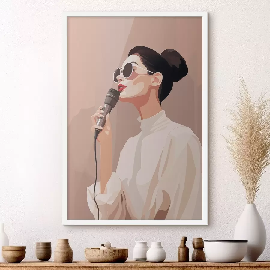 Papier peint Fille avec un microphone f47409