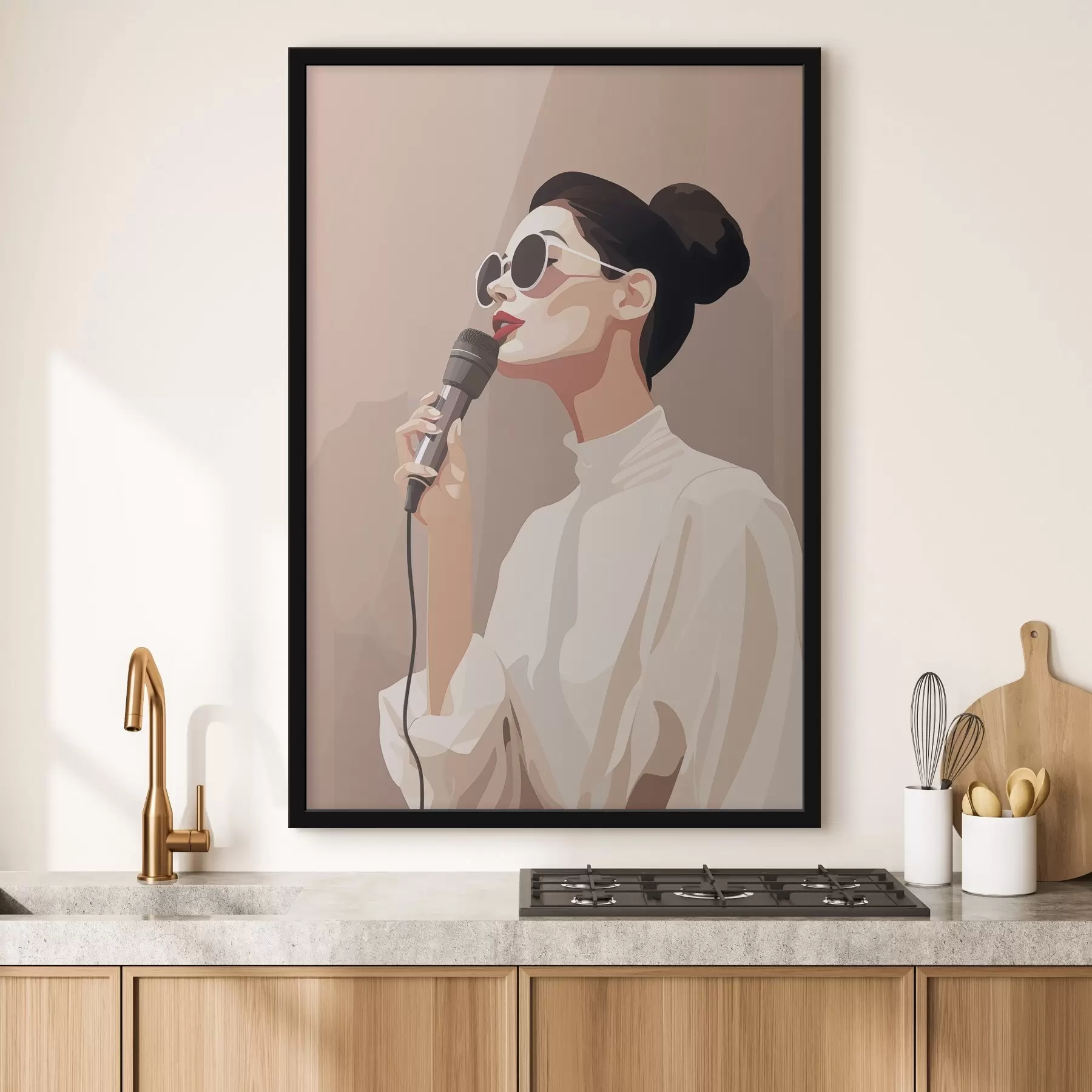 Papier peint Fille avec un microphone f47409