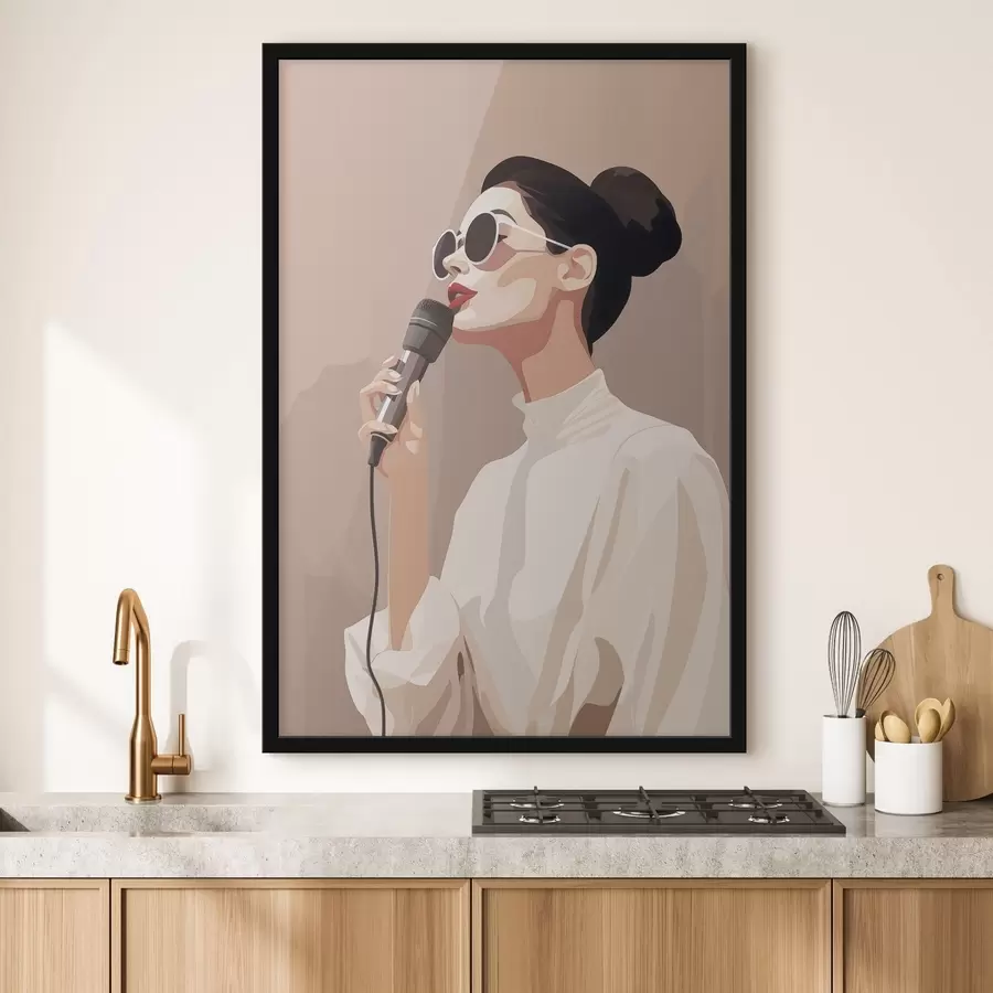 Papier peint Fille avec un microphone f47409