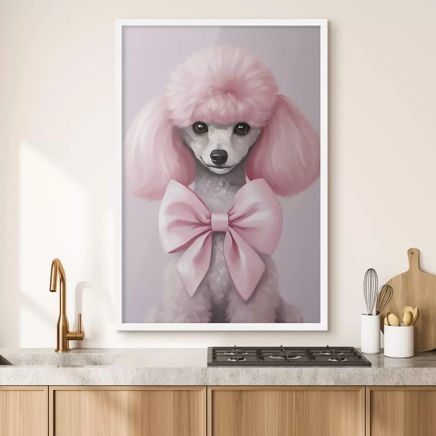 Papier peint Caniche avec un nœud f47412