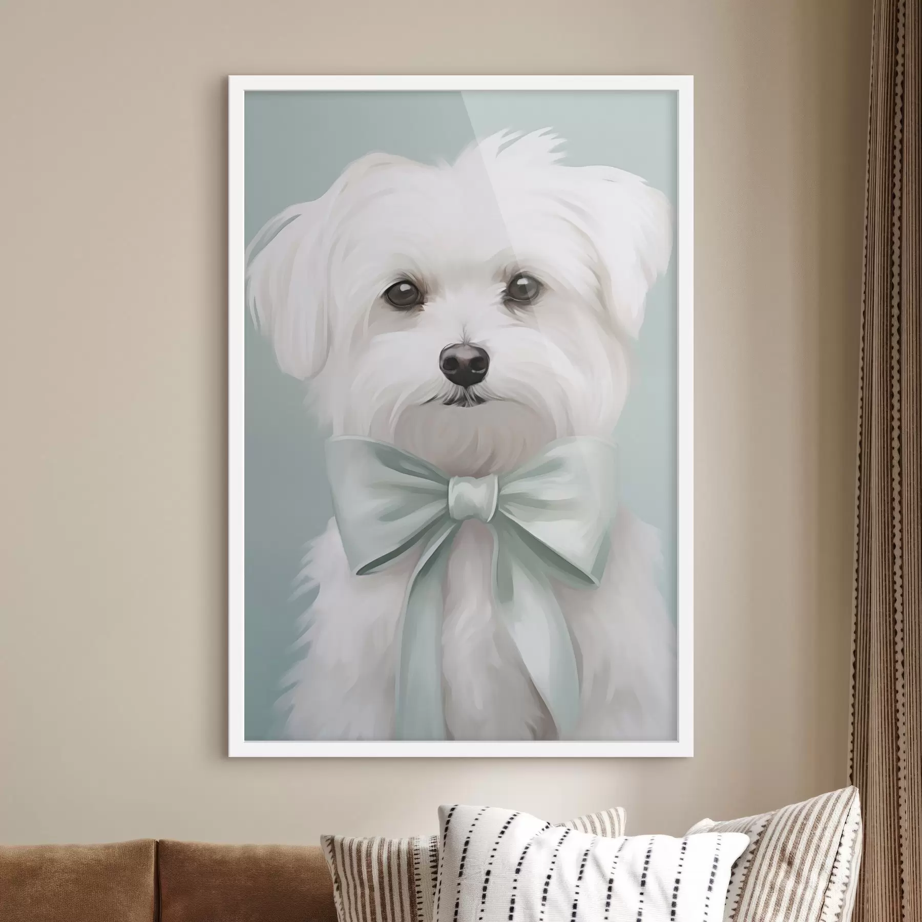 Papier peint Petit chien avec un nœud f47413