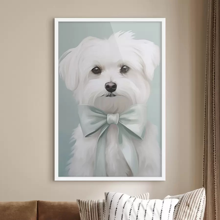 Papier peint Petit chien avec un nœud f47413