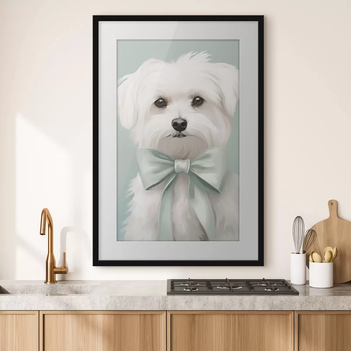Poster Petit chien avec un nœud f47413