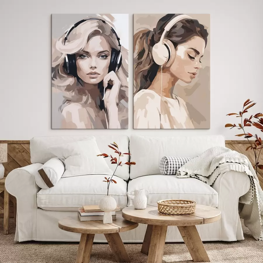 Papier peint Portrait d'une fille avec des écouteurs m01192