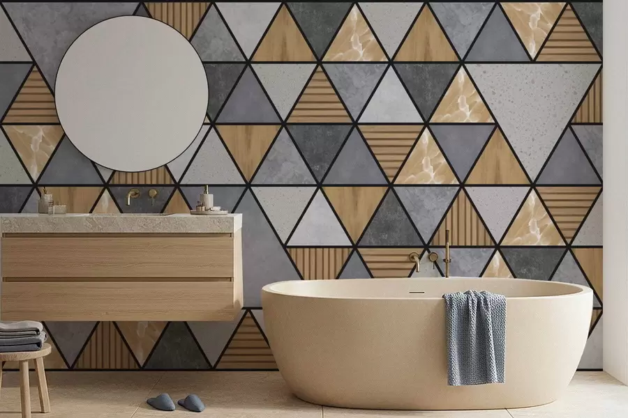 Papier peint Ornement triangulaire aux couleurs neutres et chaudes w05096v1