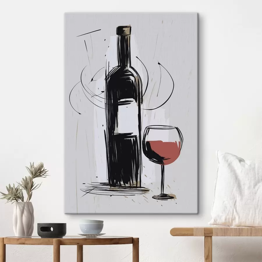 Tableau Une bouteille et un verre de vin s47492