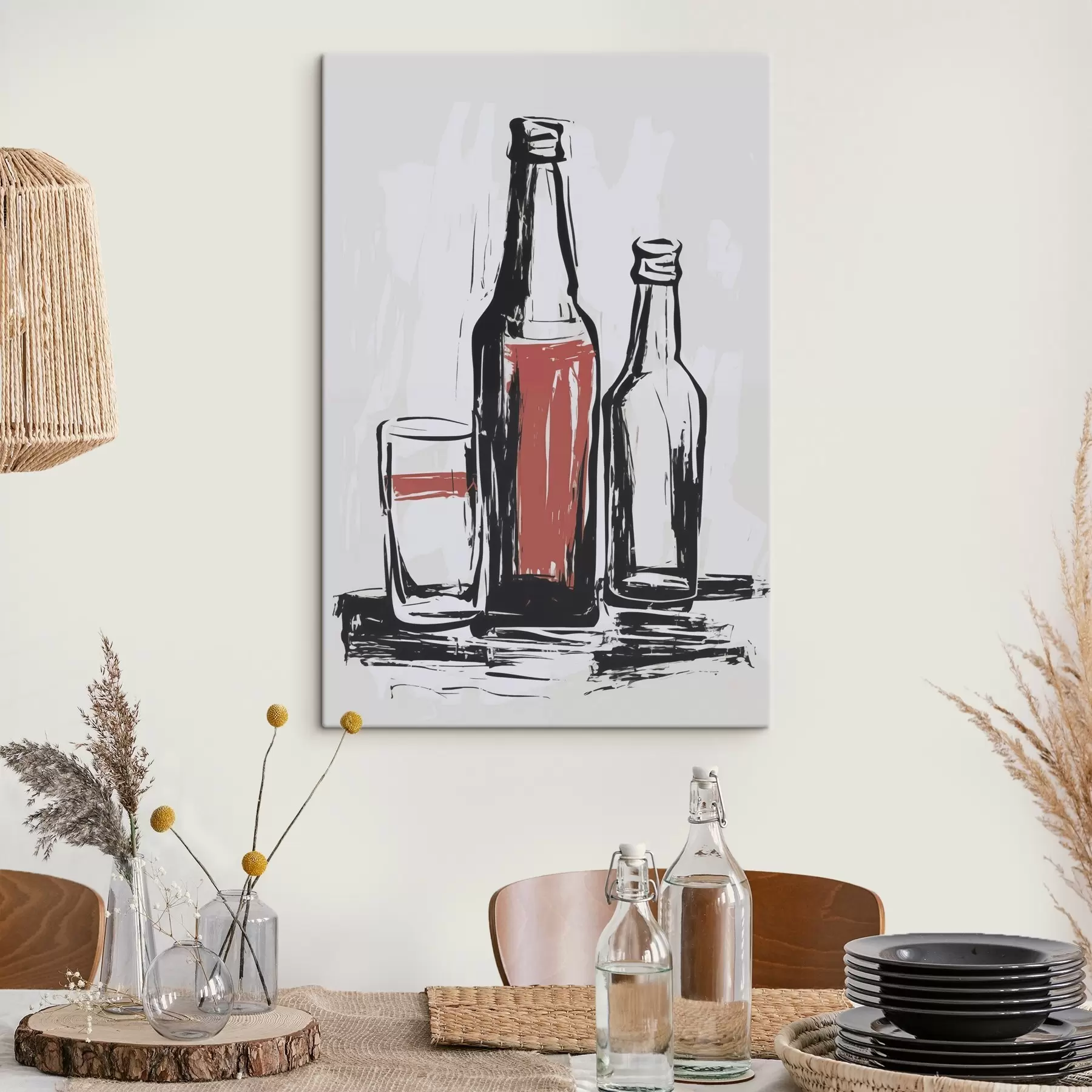 Tableau Bouteilles et verre s47493