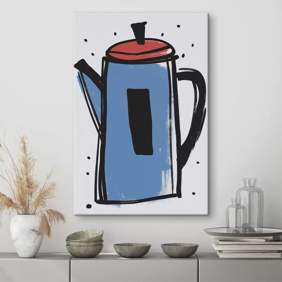 Tableau Cafetière imitant un dessin primitif s47496