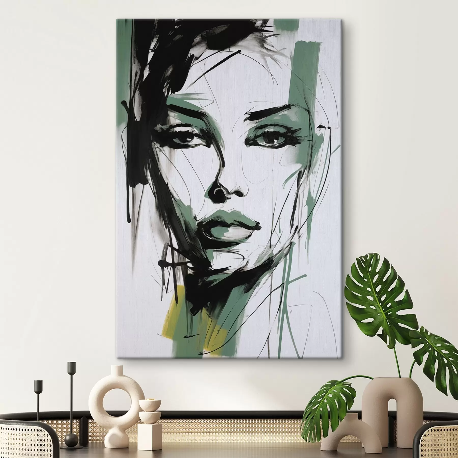 Tableau Portrait féminin abstrait s47499