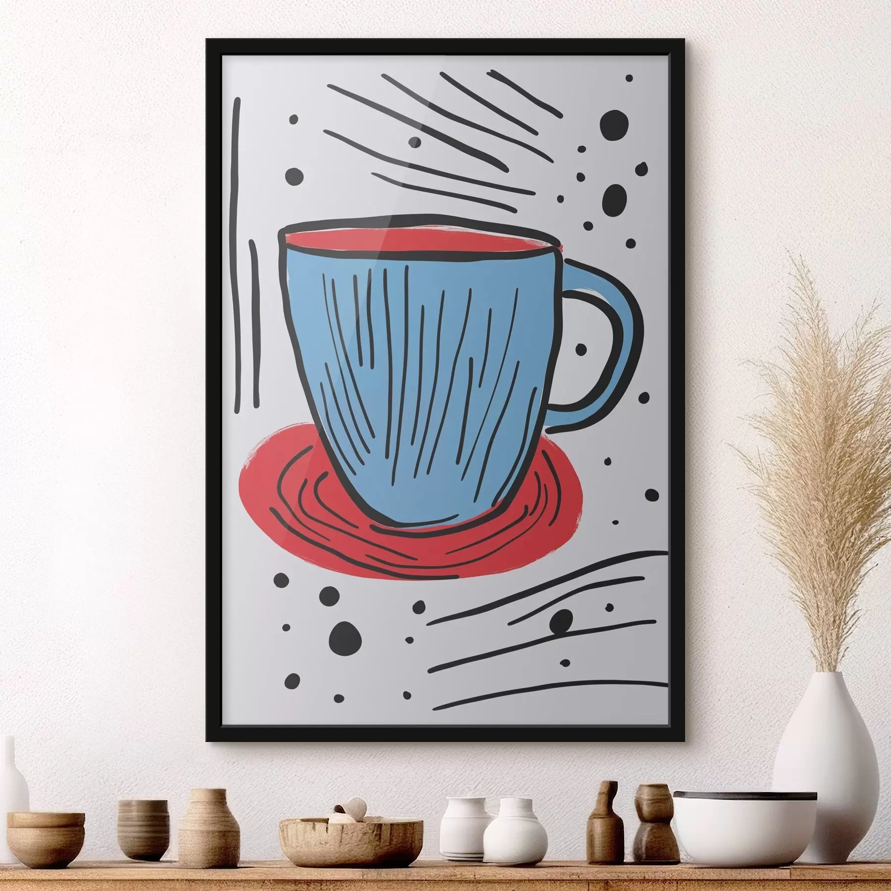 Papier peint Tasse imitant un dessin primitif f47497