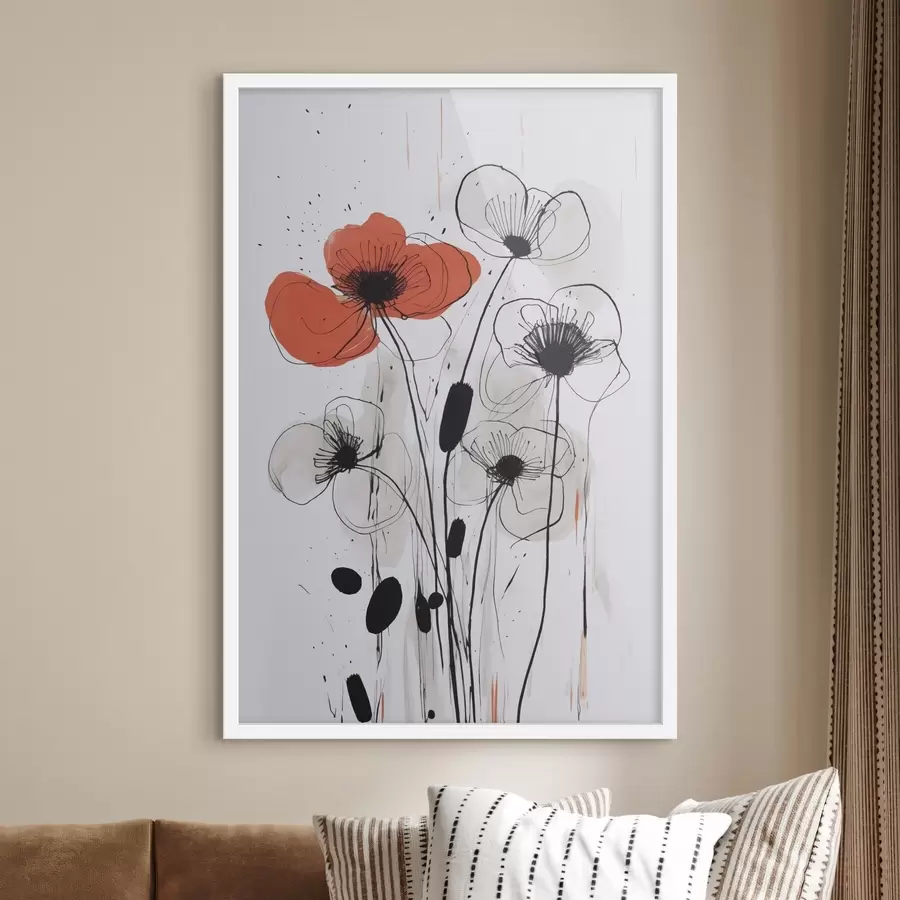 Papier peint Fleurs abstraites imitant un dessin f47500