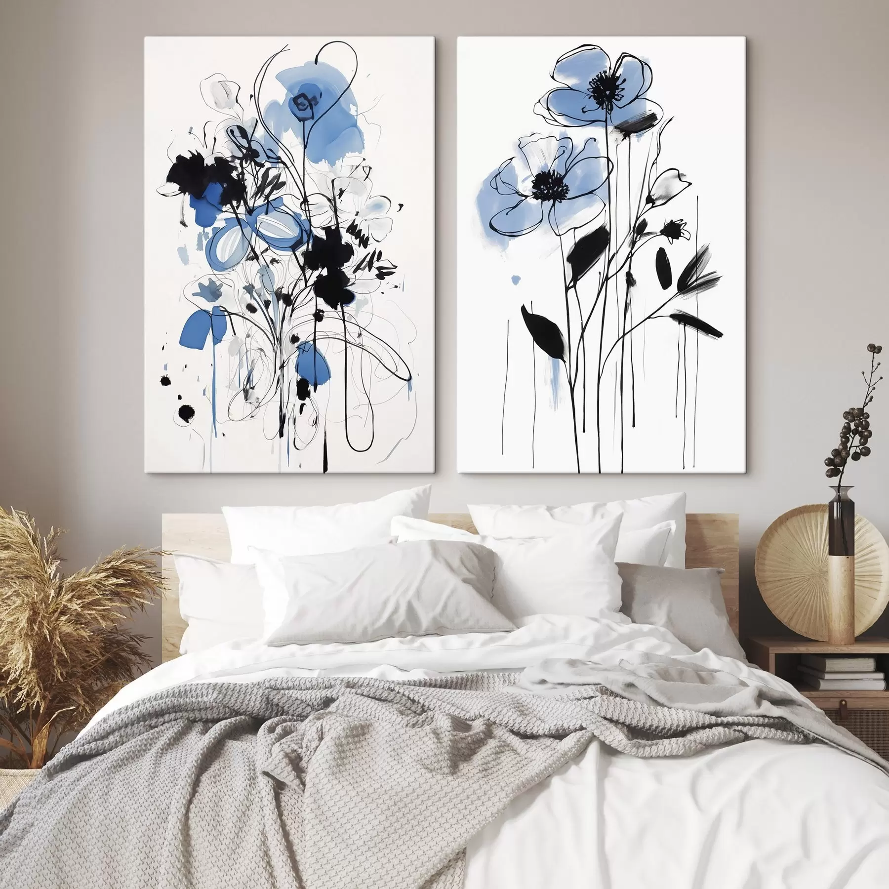 Tableau Abstraction avec des taches et des fleurs m01222