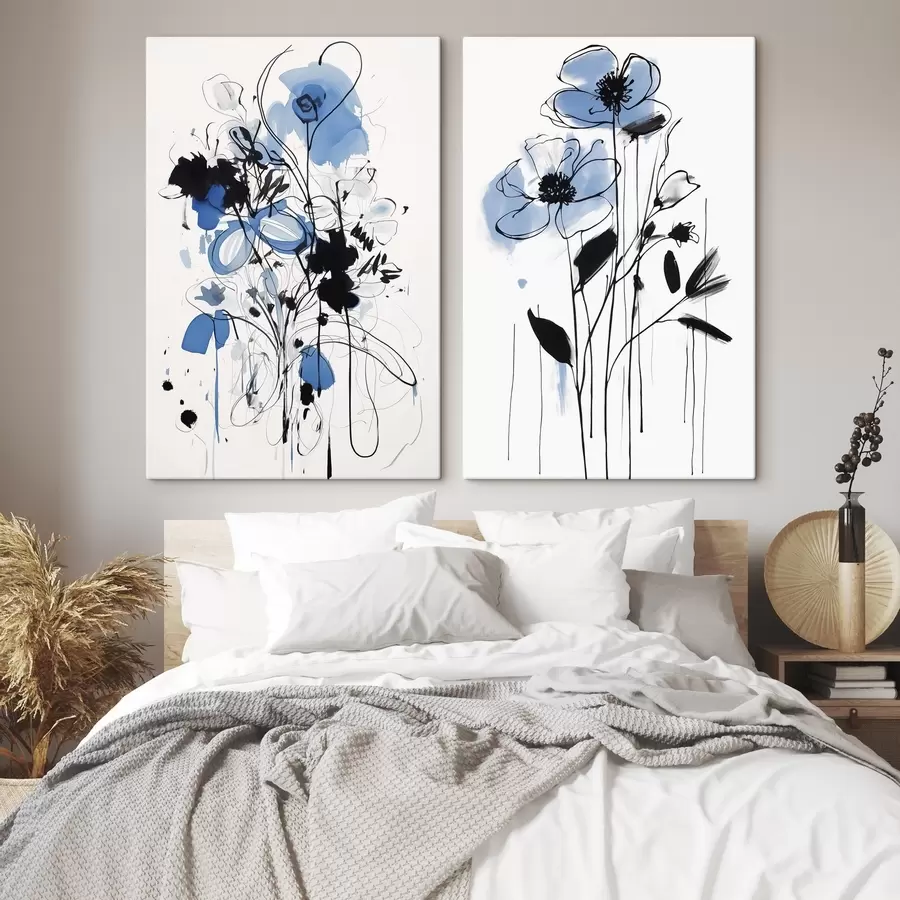 Tableau Abstraction avec des taches et des fleurs m01222