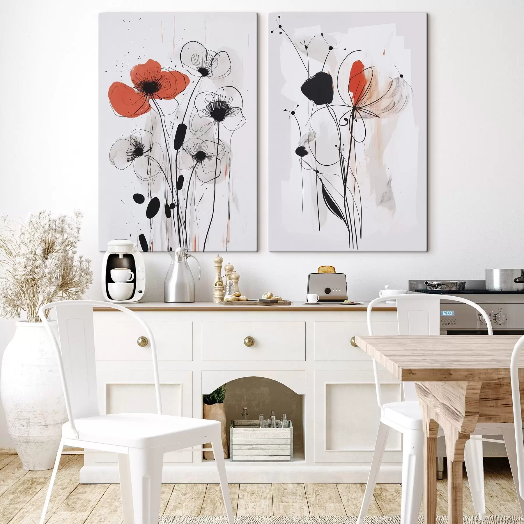 Tableau Fleurs abstraites imitant un dessin m01227