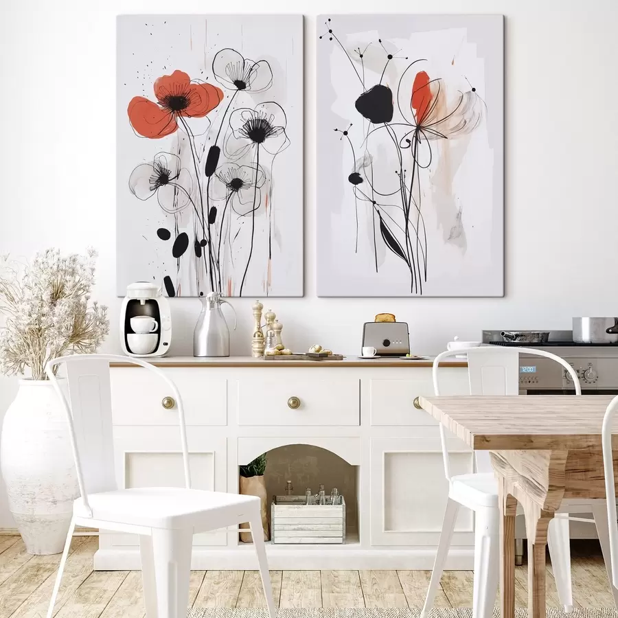 Tableau Fleurs abstraites imitant un dessin m01227