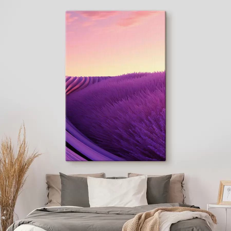 Tableau Champ de lavande au coucher du soleil s47111