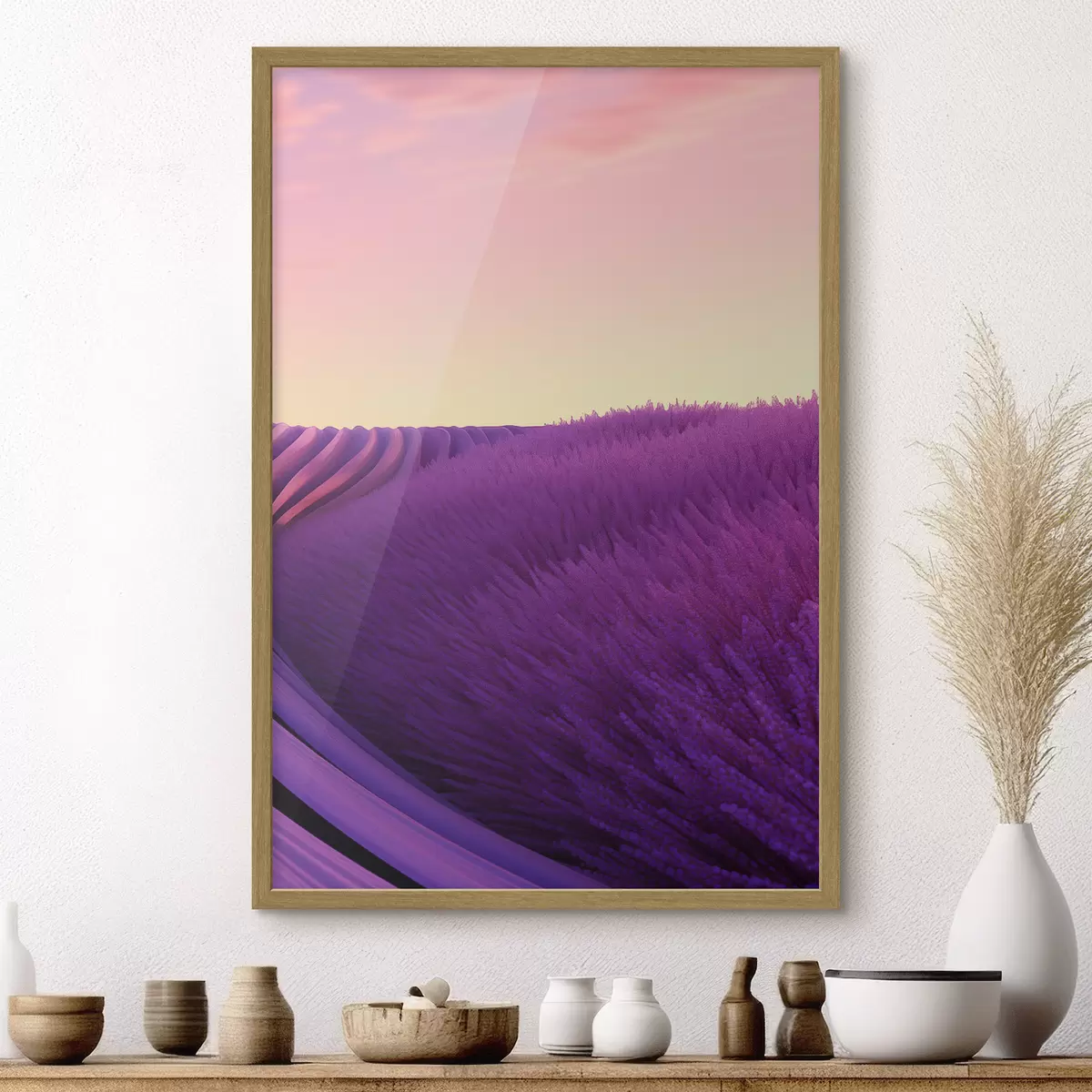 Poster Champ de lavande au coucher du soleil f47111
