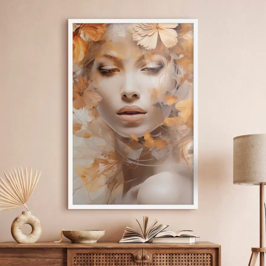 Papier peint Personnes, fille et fleurs, sculpture imitation f47112