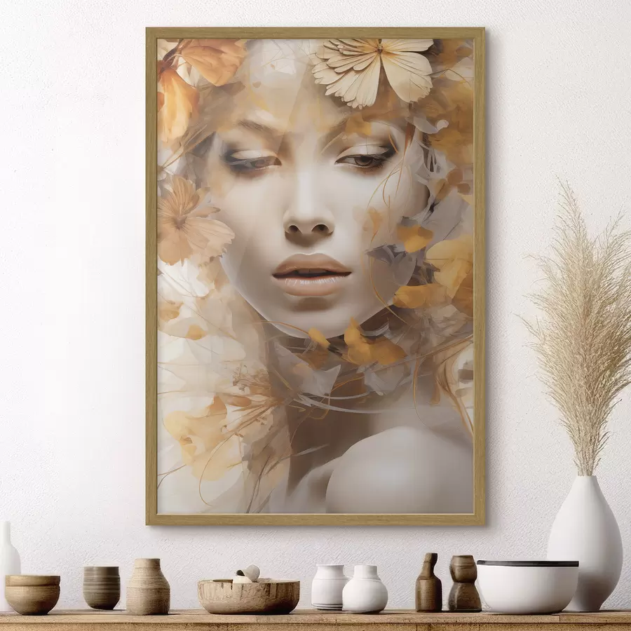 Papier peint Personnes, fille et fleurs, sculpture imitation f47112