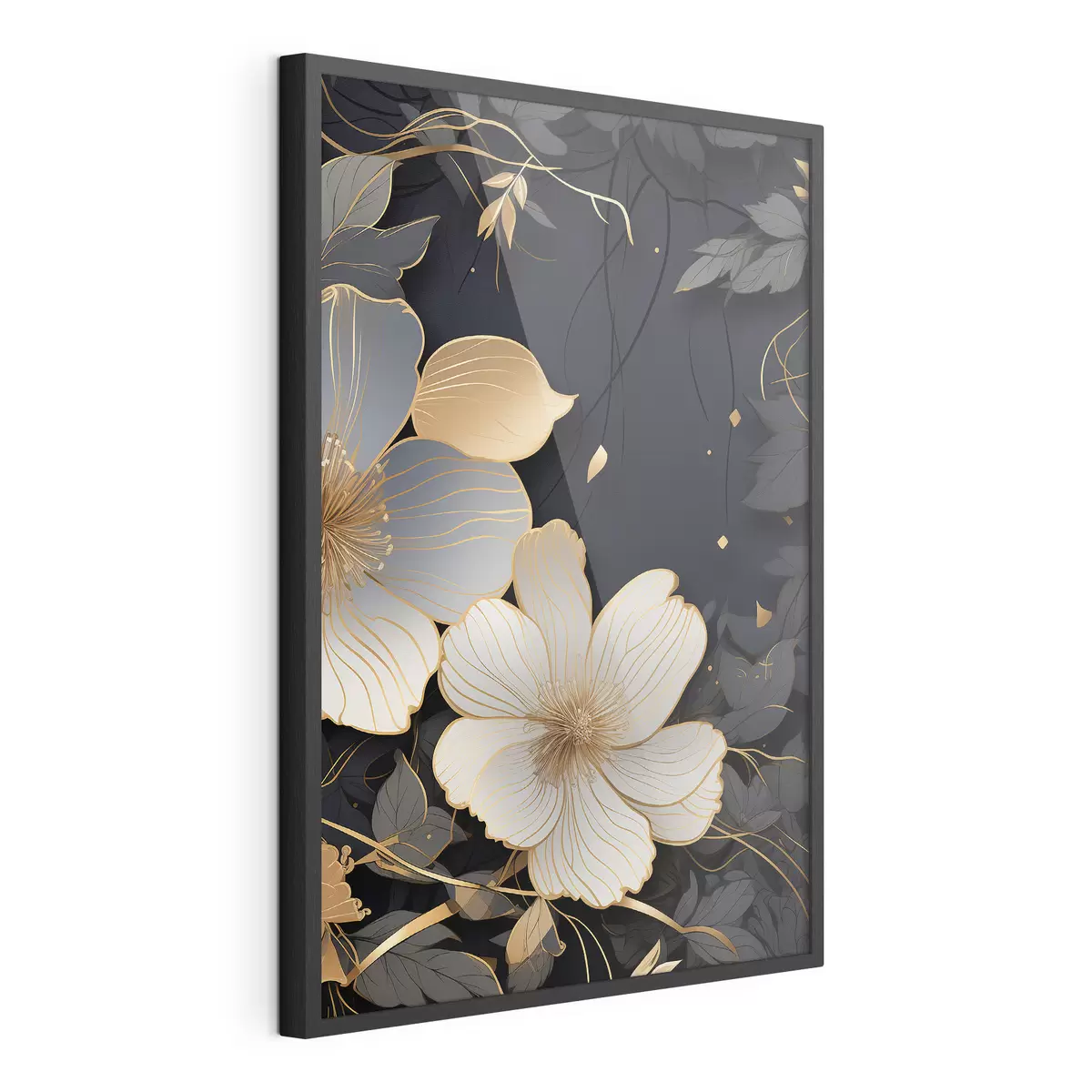 Poster Grandes fleurs sur fond sombre f46885