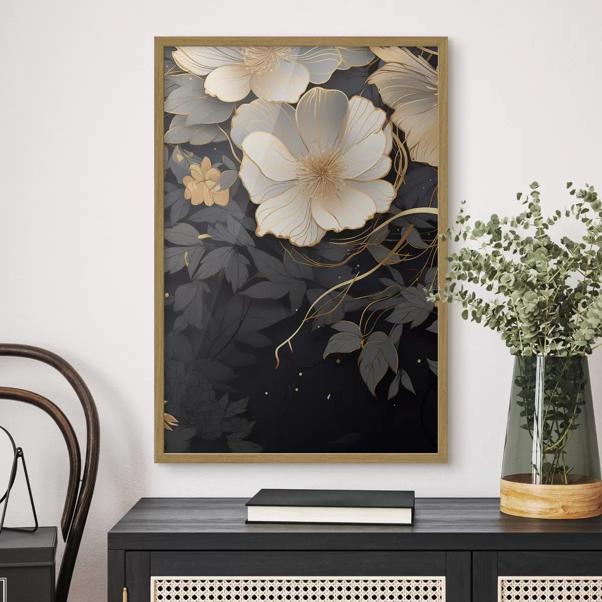 Poster Fleurs abstraites sur fond sombre f46886